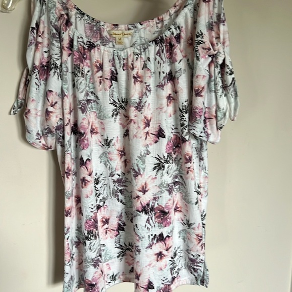 Womens Top-cold shoulder; multi-color - Picture 1 of 5
